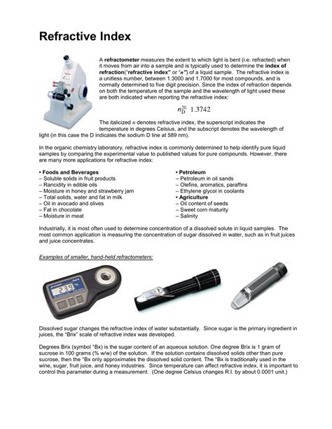 high refractive index refractometer|refractive index test method.